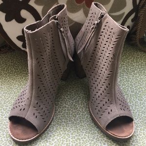 Toms Peep Toe Suede Booties